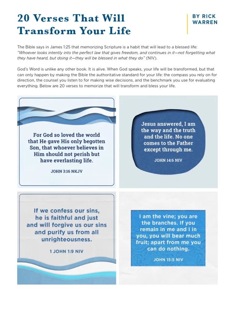 20 Verses That Will Transform Your Life | PDF
