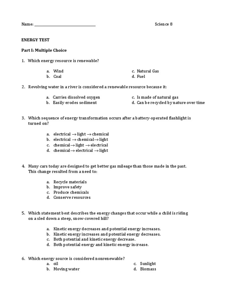 Energy Test | PDF | Atoms | Physical Universe
