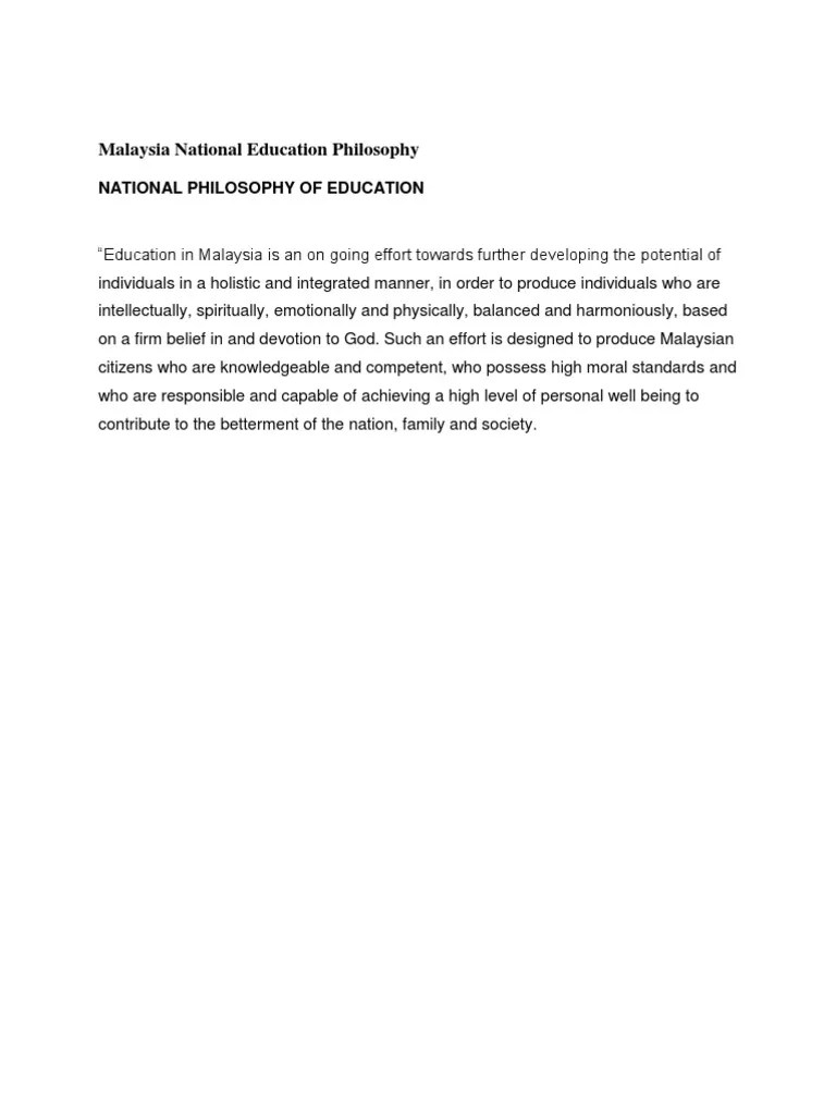 Malaysia National Education Philosophy | PDF | Teachers | Experiment