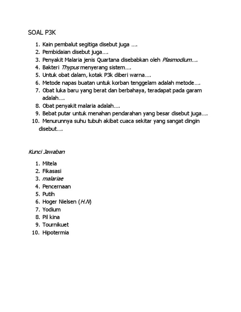 Contoh Soal P3k Pilihan Ganda Dan Jawabannya Untuk Guru 2021 Buatlah contoh 15 soal tentang p3k - 8867437.