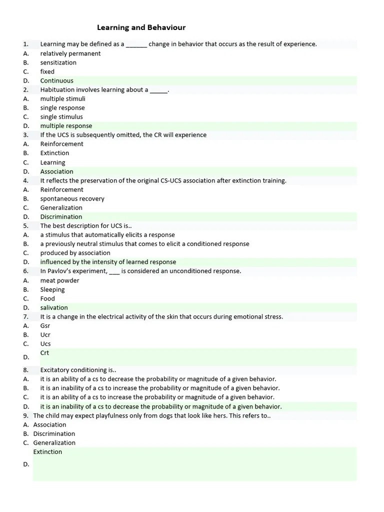Learning And Behaviour | PDF | Classical Conditioning | Reinforcement