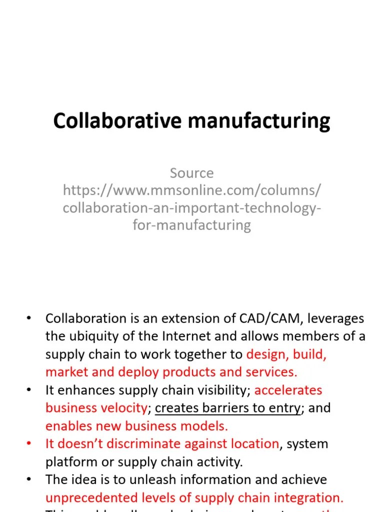 Collaborative Manufacturing Pdf Collaboration Supply Chain