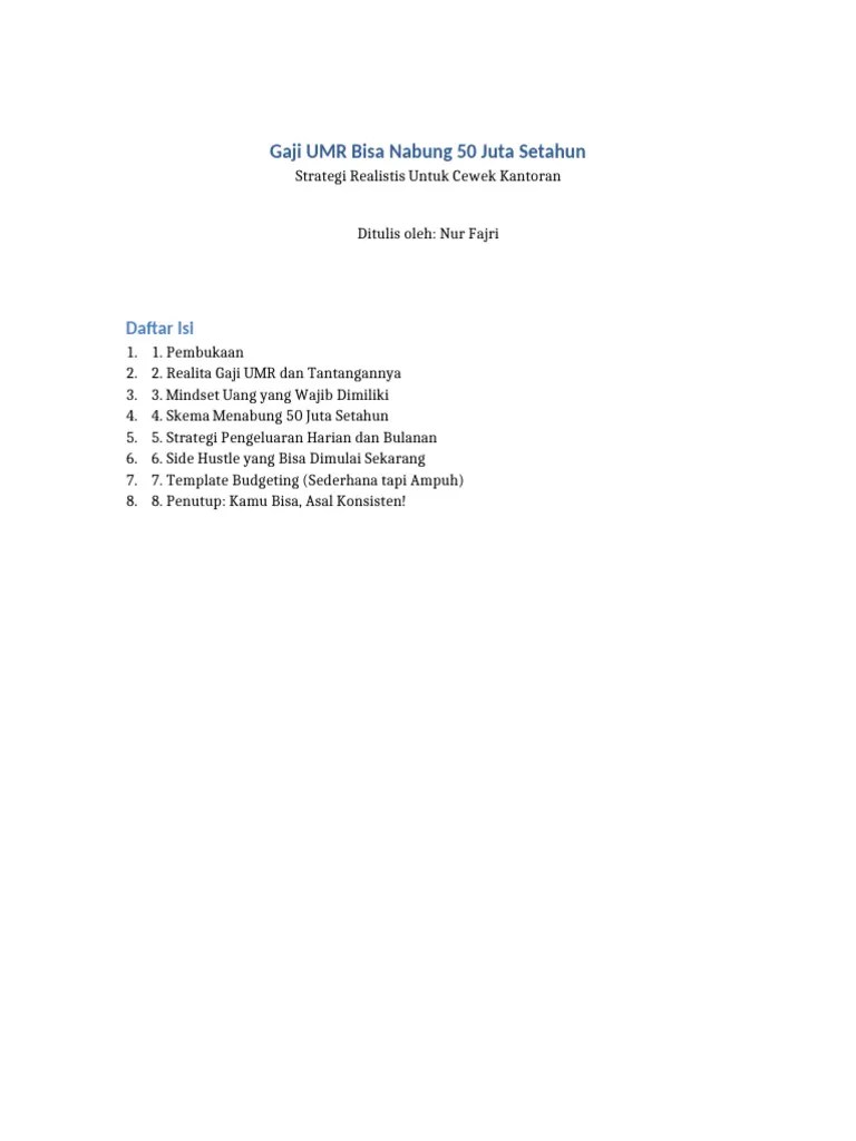 Gaji Umr Bisa Nabung 50 Juta Full Pdf