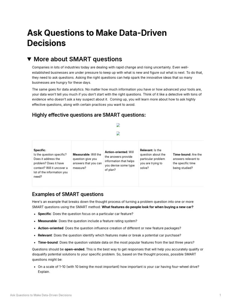 Ask Questions To Make Data-Driven Decisions | PDF | Data | Question