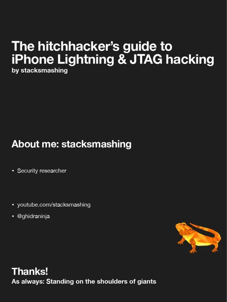 Stacksmashing - The Hitchhackers Guide To Iphone Lightning JTAG Hacking ...