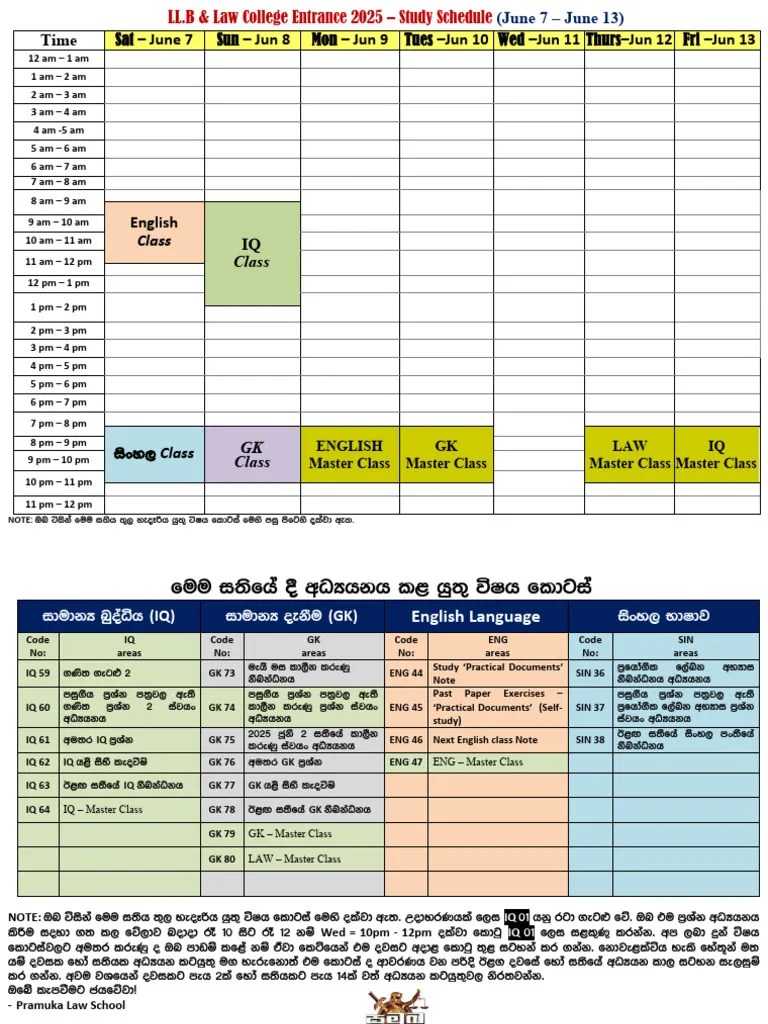 Self Study Schedule (June 7 - June 13) | PDF