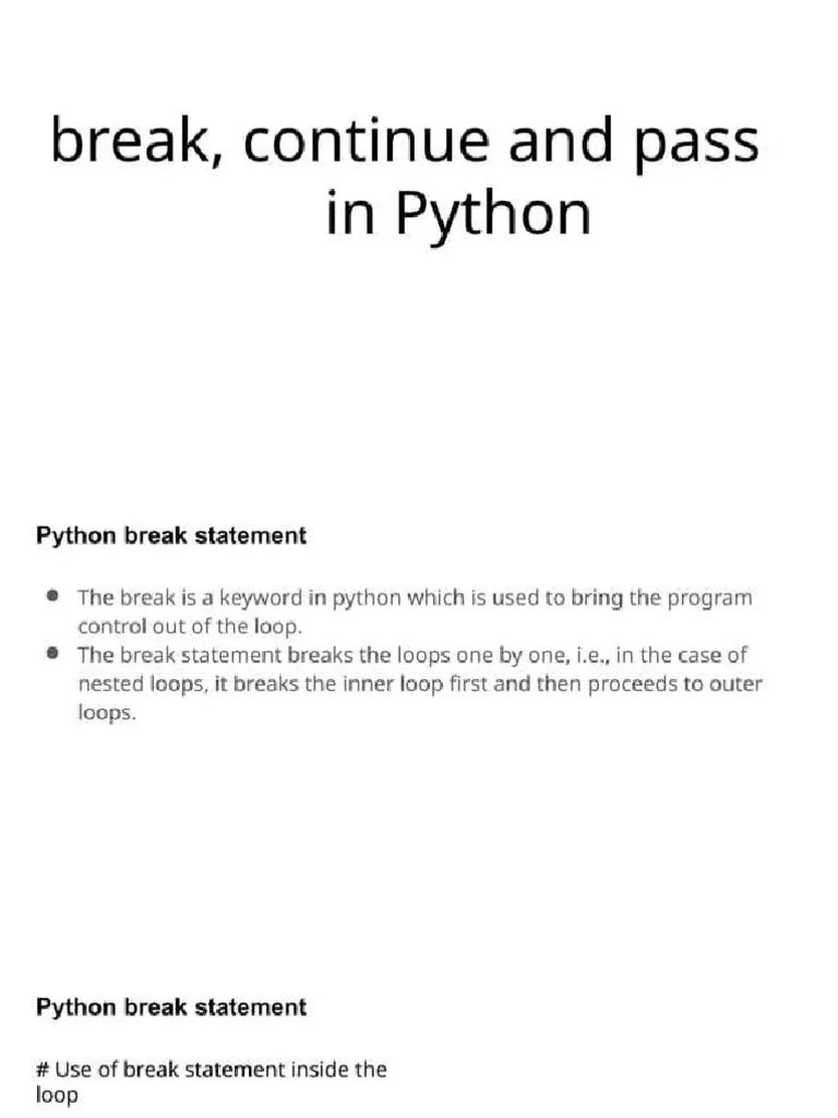 U II Python Break Pass Continue | PDF