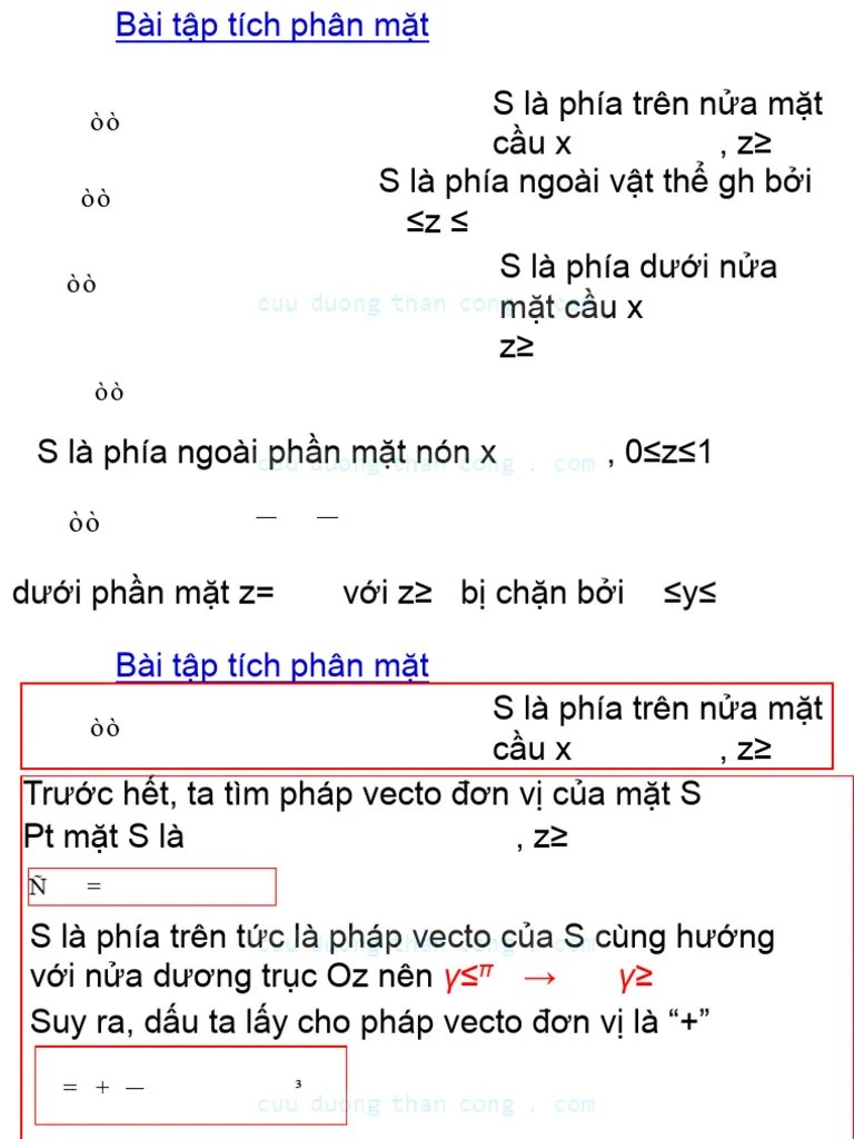 Giai Tich 2 Bai Tap Tich Phan Mat [Cuuduongthancong.com] | PDF