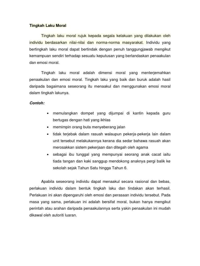 13unit 2insan bermoral pilihan hiduppengenalan moral*baik hati*kejujuran*harga diri*hemah tinggi*kepercayaan kepada tuhannilai•maksud insan bermoral. Tingkah Laku Moral Pdf