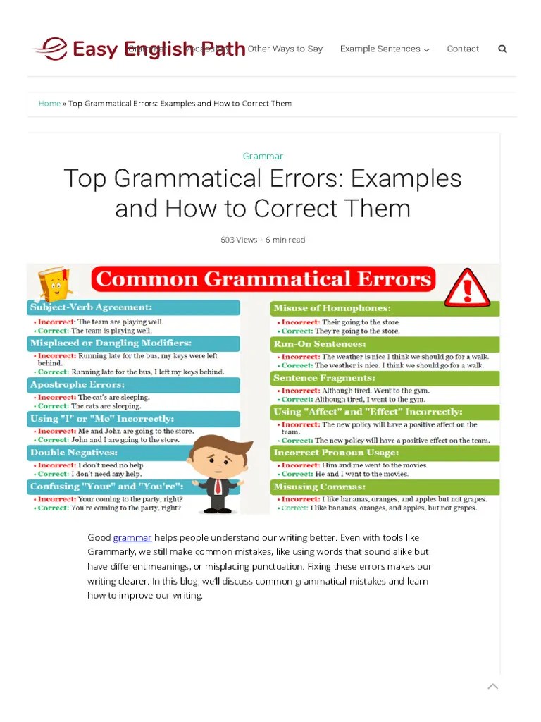 Top Grammatical Errors - Examples And How To Correct Them ...