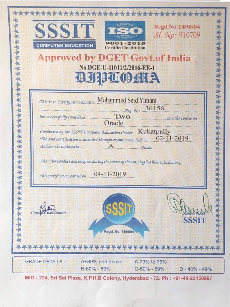 Certificate Oracle | PDF