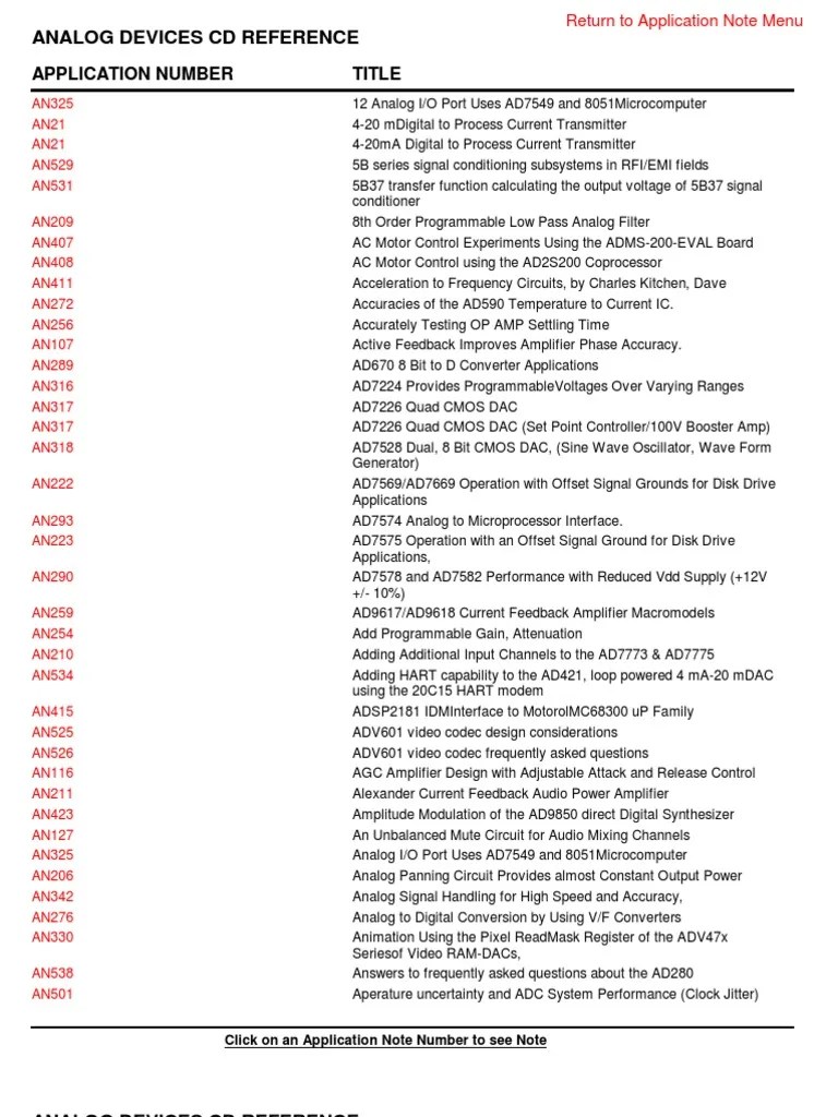 Analog Devices CD Reference | PDF | Analog To Digital Converter ...