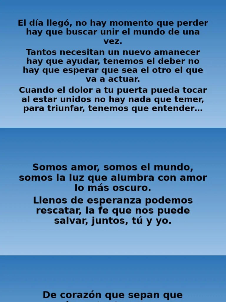 Letra Somos El Mundo Pdf