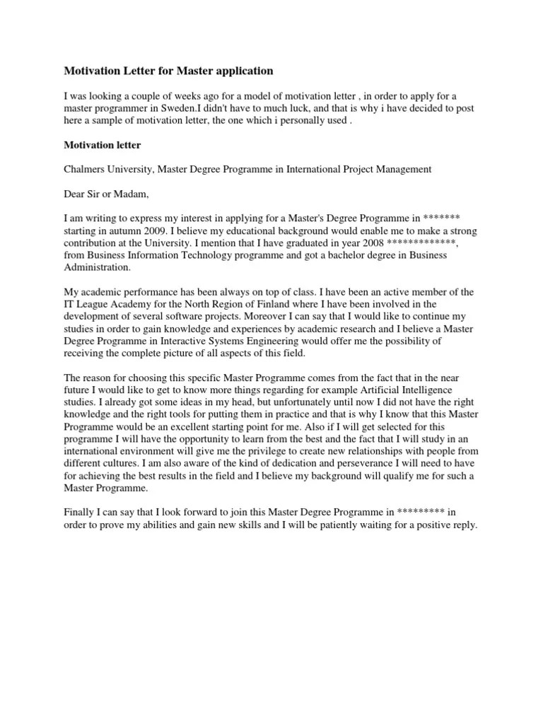 Jul 26, 2013 · sample job motivation letter 1. Motivation Letter for Master Application | Economics ...