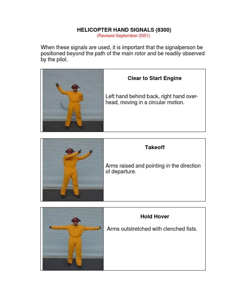 A Guide To Standard Helicopter Hand Signals: Clear Descriptions Of Common Gestures Used To ...