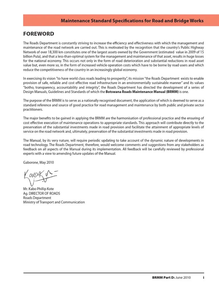 Botswana Road Maintenance Manual Part D | PDF | Road Surface | Road