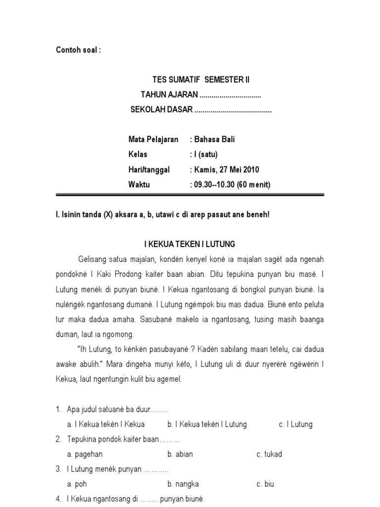Contoh Soal Bahasa Bali Sma Beserta Jawabannya Contoh Soal Terbaru Cute766