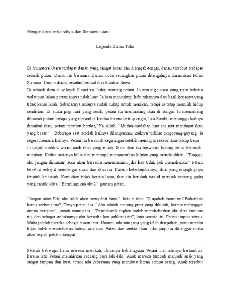 Legenda Danau Toba Beserta Unsur Ekstrinsik - DANAU INDAH