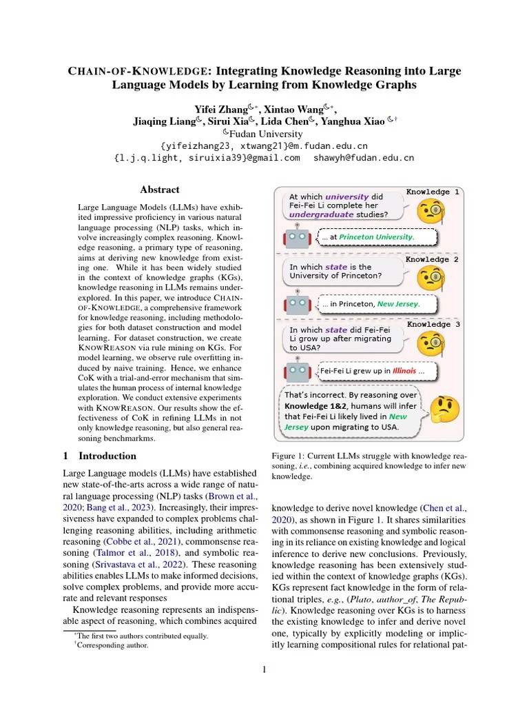 Chain-Of-Knowledge - Integrating Knowledge Reasoning Into Large ...