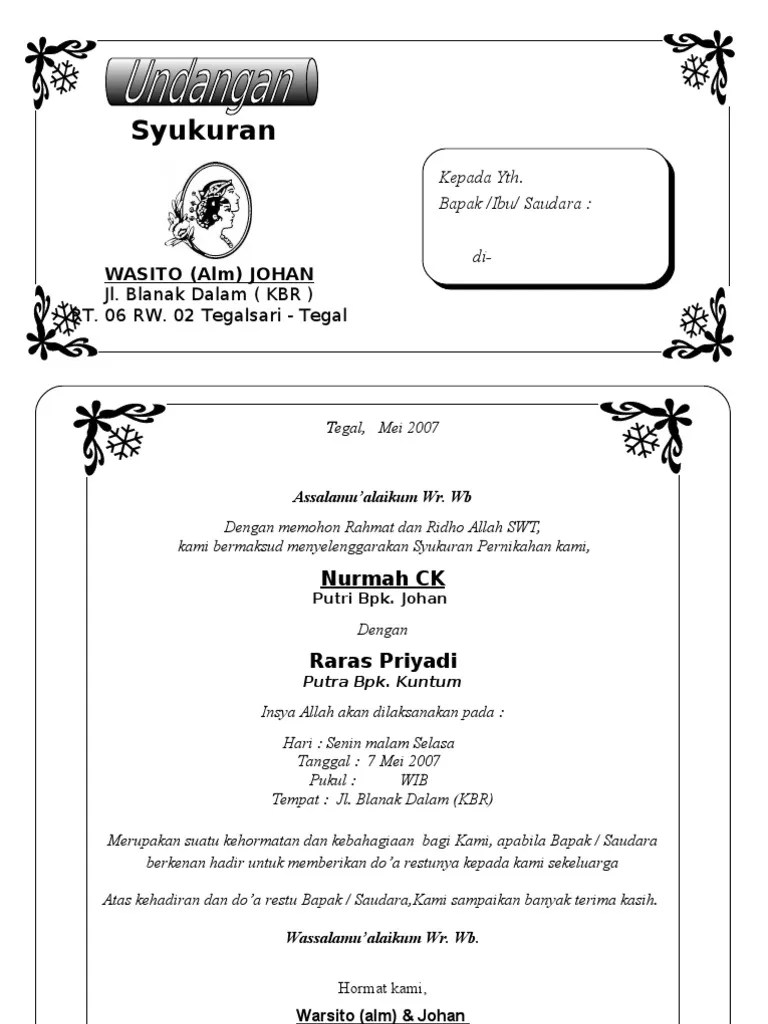 For all undangan with ms. Undangan Syukuran Nikah Pdf