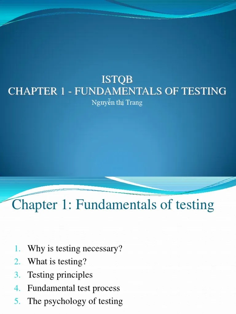 Istqb Chapter 1 - Fundamentals Of Testing: Nguyễn Thị Trang | PDF ...