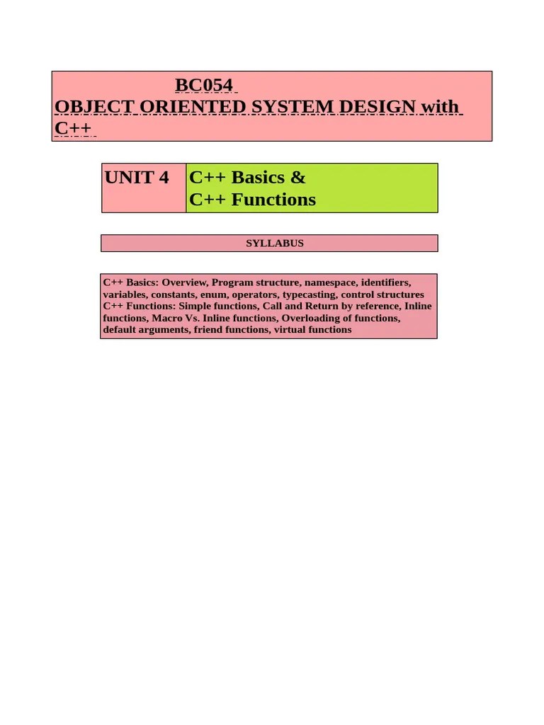 Object Oriented System Design Unit Iv Pdf