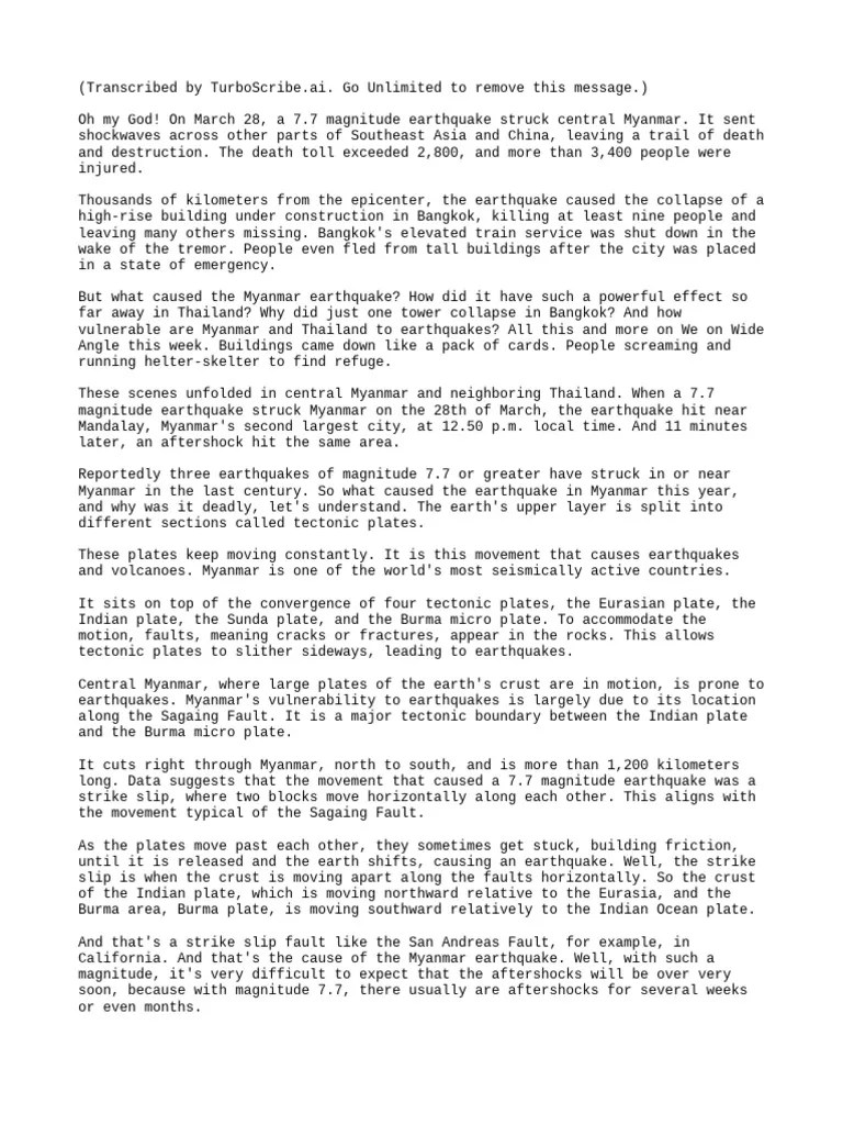 Inside Deadly Myanmar Earthquake - Living On A Fault Line - WION Wideangle | PDF | Earthquakes ...