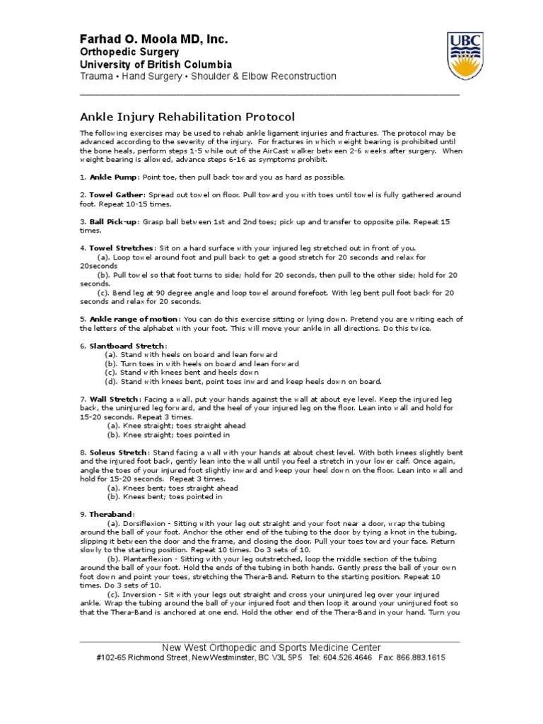 Rehab Protocol | PDF | Foot | Anatomical Terms Of Motion