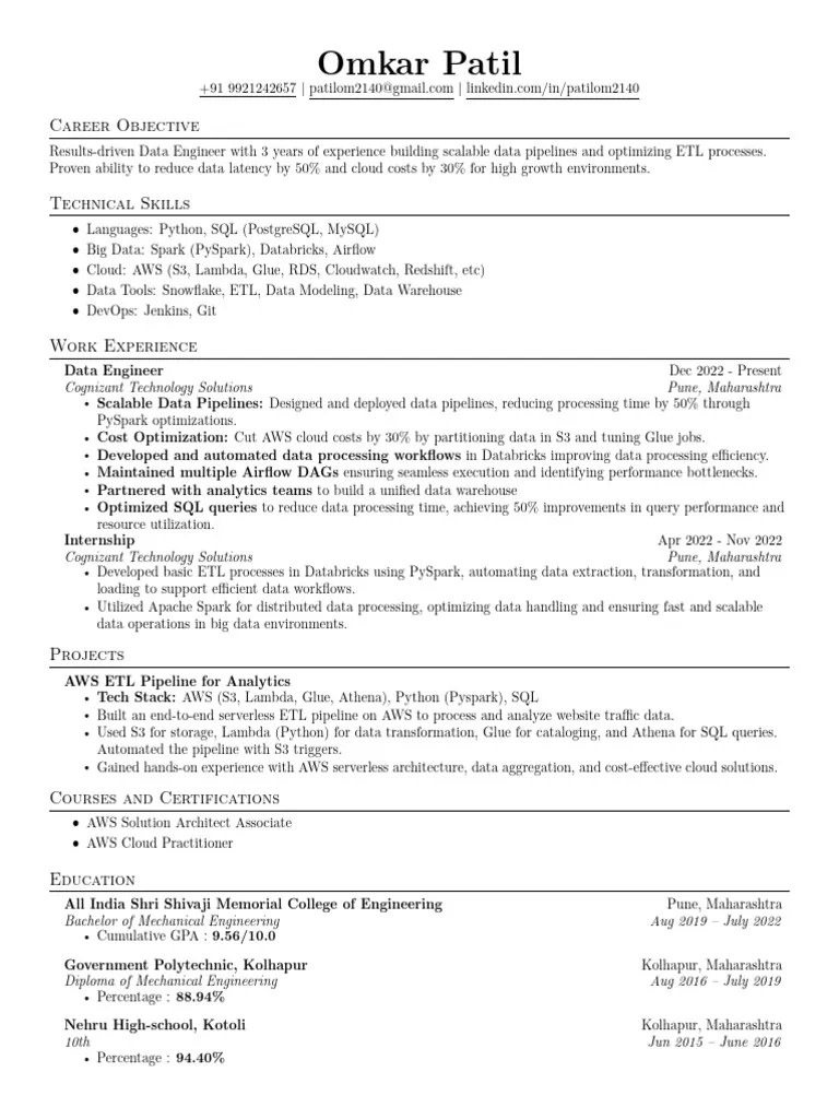 Omkar Data Engineer Updated Pdf Apache Spark Amazon Web Services
