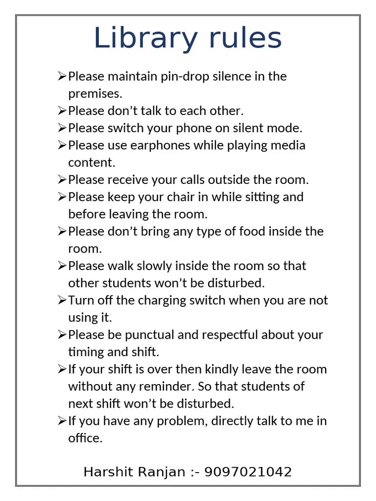 Library Rules | PDF