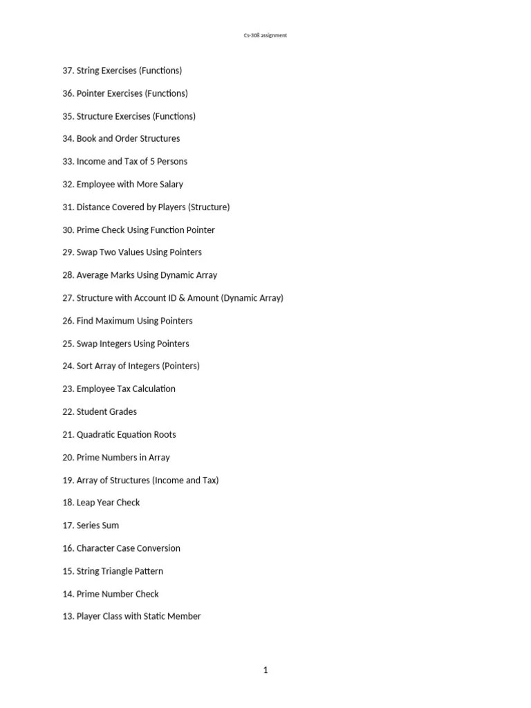 Cs-308 Assignment - With - ToC | PDF | Pointer (Computer Programming ...