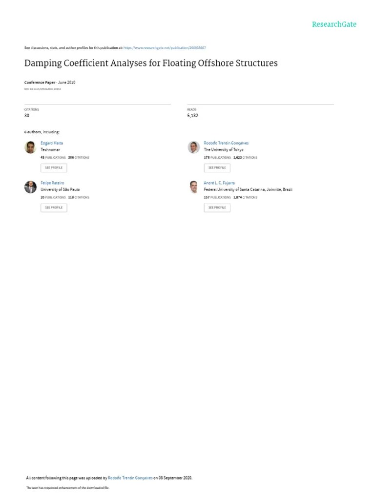 Damping Coefficient Analyses For Floating Offshore Structures | PDF ...
