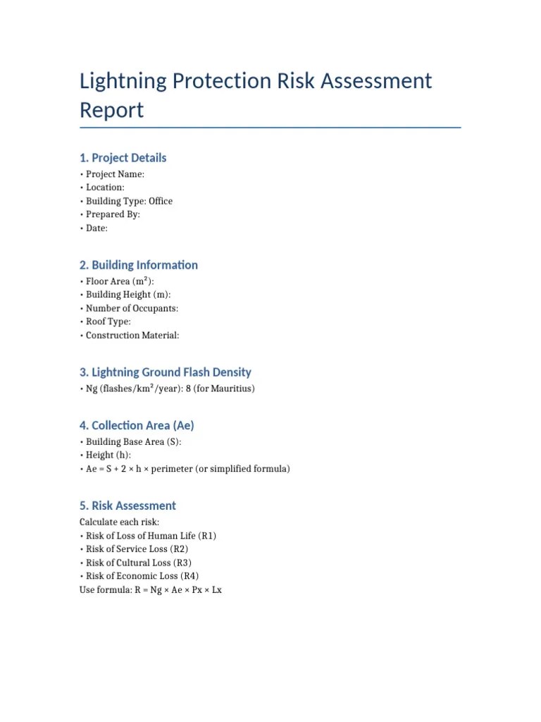 Lightning Risk Assessment Template | PDF