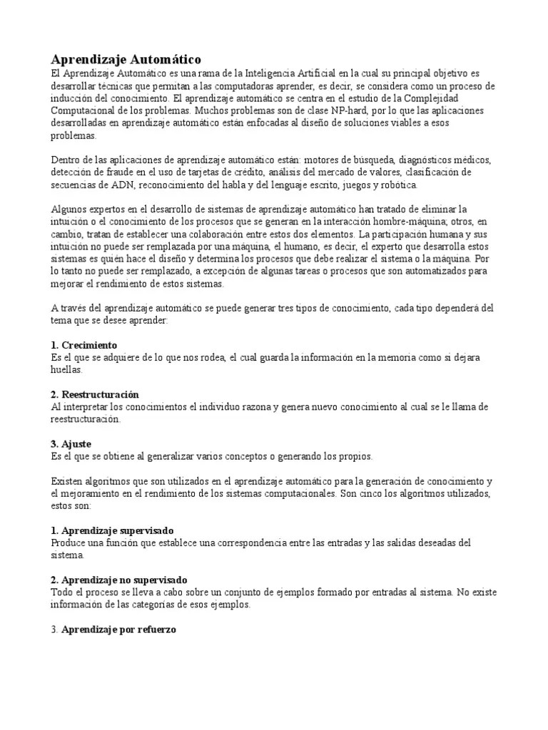 Aprendizaje Automático | PDF | Aprendizaje Automático | Inteligencia Artificial