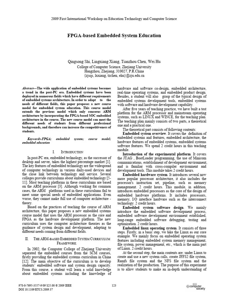FPGA-Based Embedded System Education | PDF | Embedded System | Hardware ...