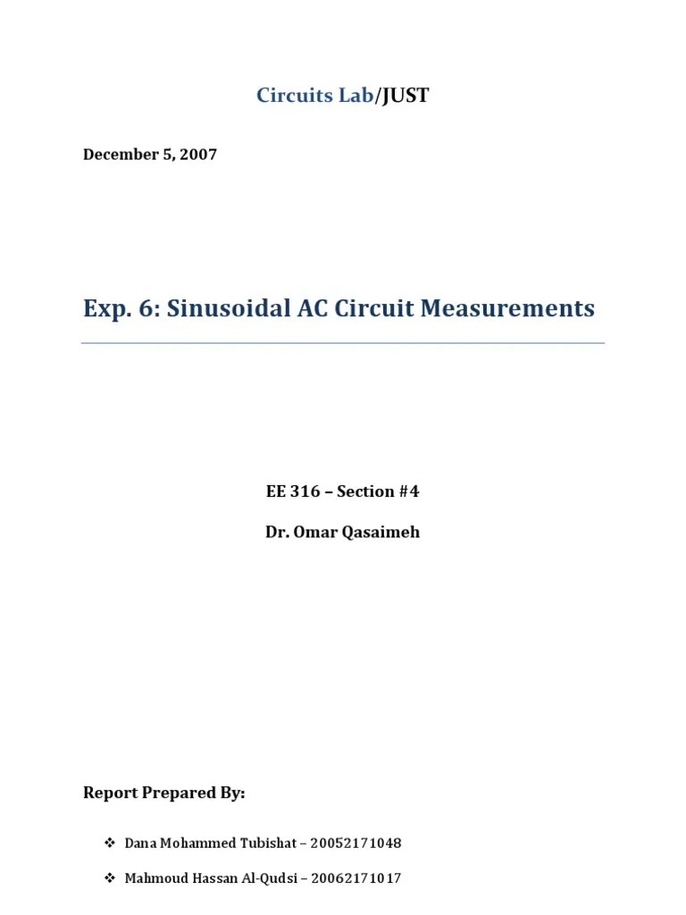 Sinusoidal AC Circuit Measurements | Download Free PDF | Electrical ...