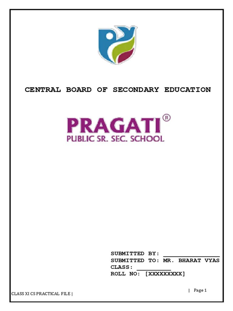 Class XI CS Practical File | PDF | Numbers | Computer Programming