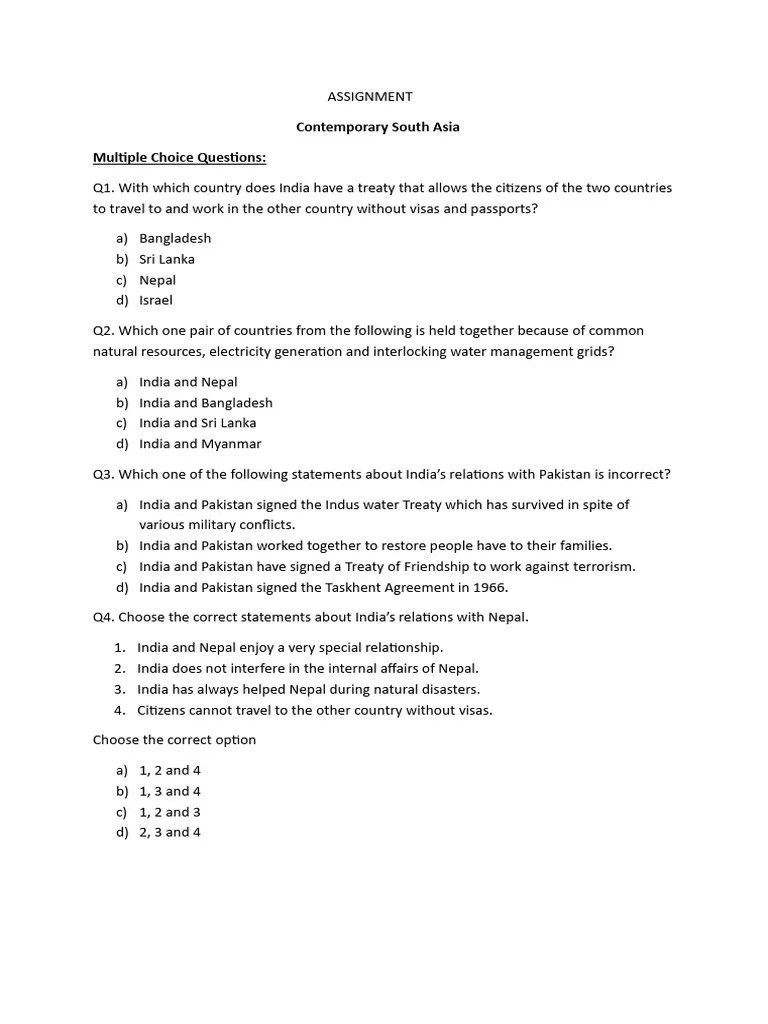 Contemporary South Asia Assignment | PDF | South Asia | Nepal