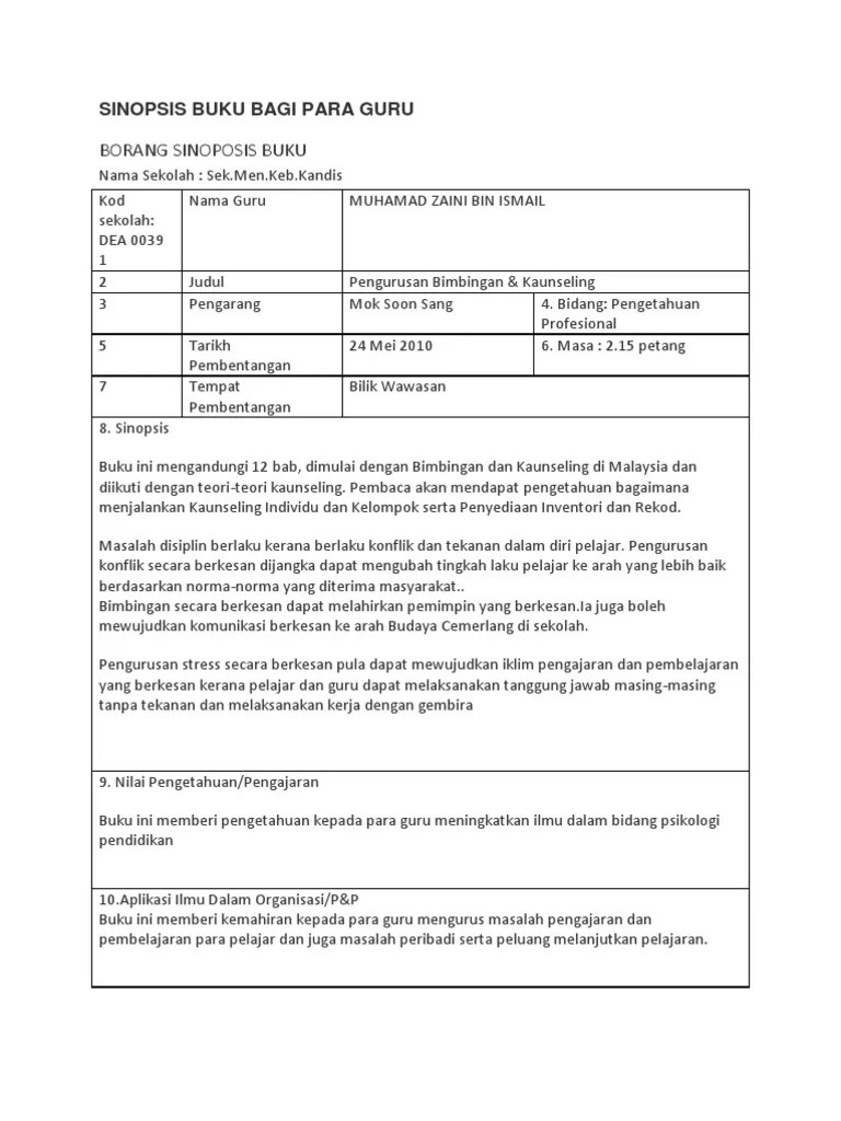 Setiap guru mengetahui mereka perlu . Contoh Sinopsis Buku Bagi Para Guru Pdf