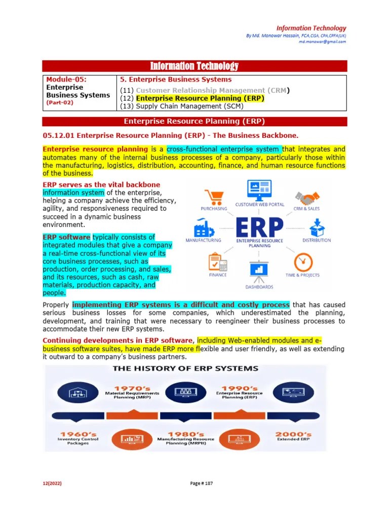 12.CA (CL) - IT - (Module-5) - (12) Enterprise Resource Planning (ERP ...