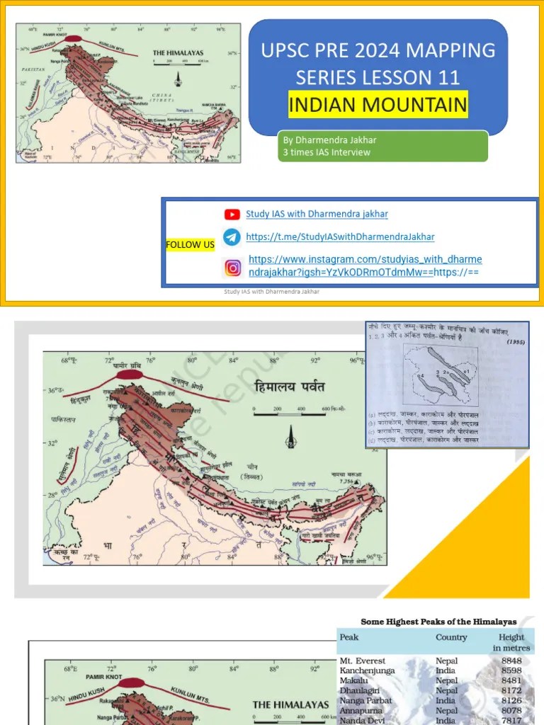 Map Lesson 11 India Mountains PDF Himalayas Earth Sciences 1