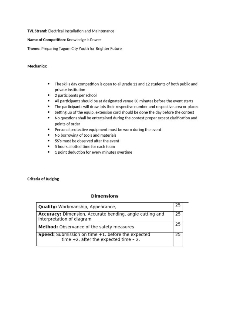 EIM NCII Skills Competition | PDF