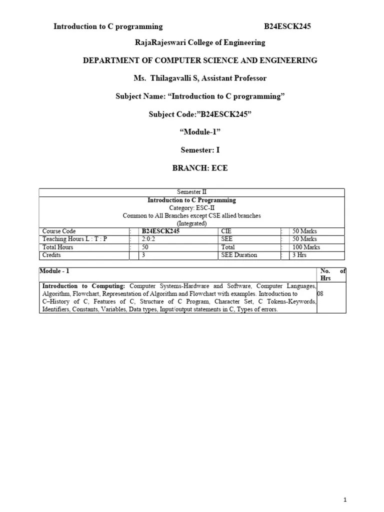 Icp Module 1 Pdf Pdf Programming Language C Programming Language