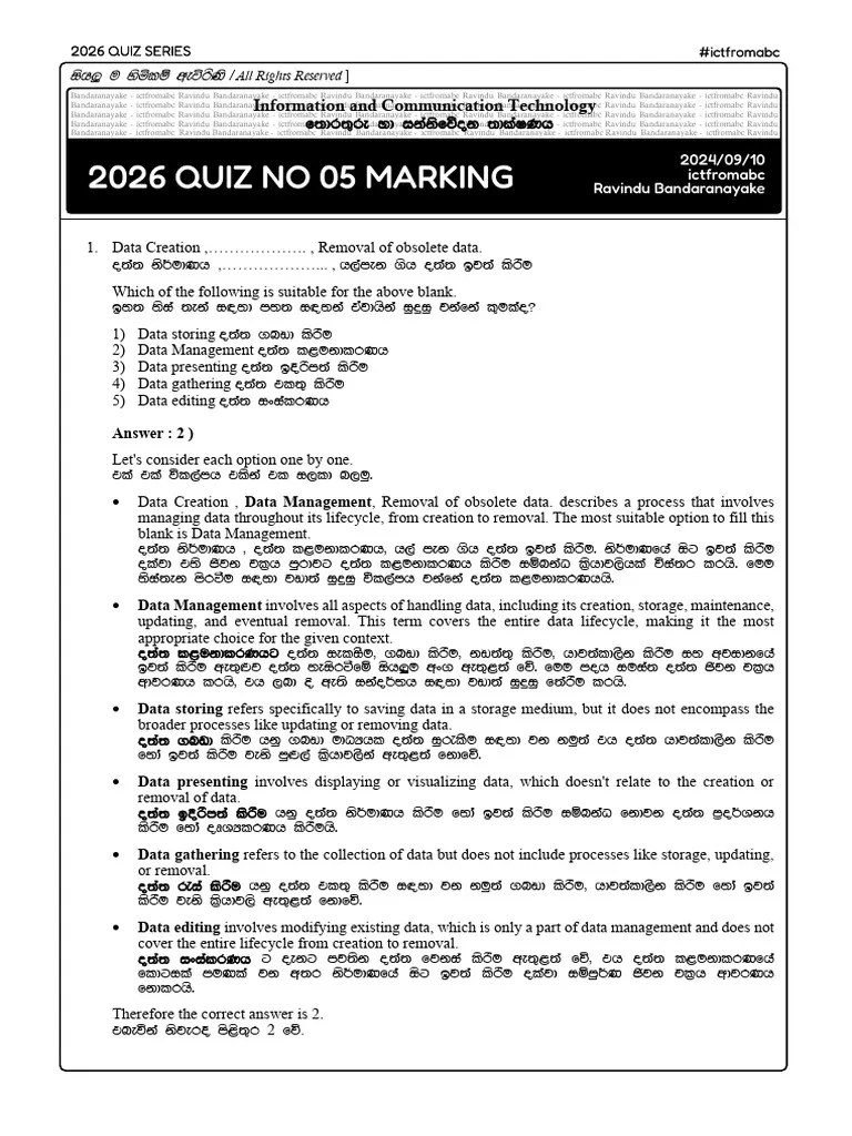 Ravindu 2026 Quiz Insights PDF 1