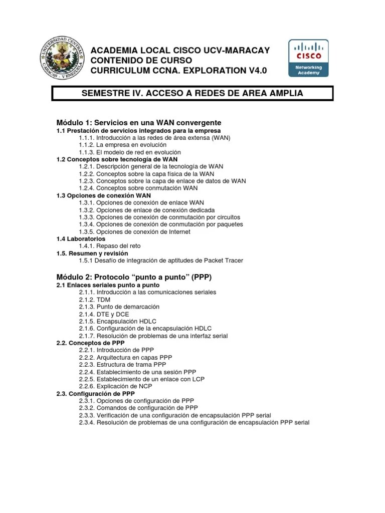 CCNA4.0-Semestre4.Exploration - Acceso A Redes De Area Amplia | PDF ...