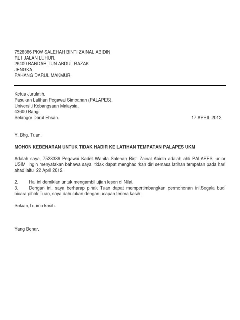 Kumpulan Contoh Surat Permohonan Cuti Ehsan [Terlengkap] 