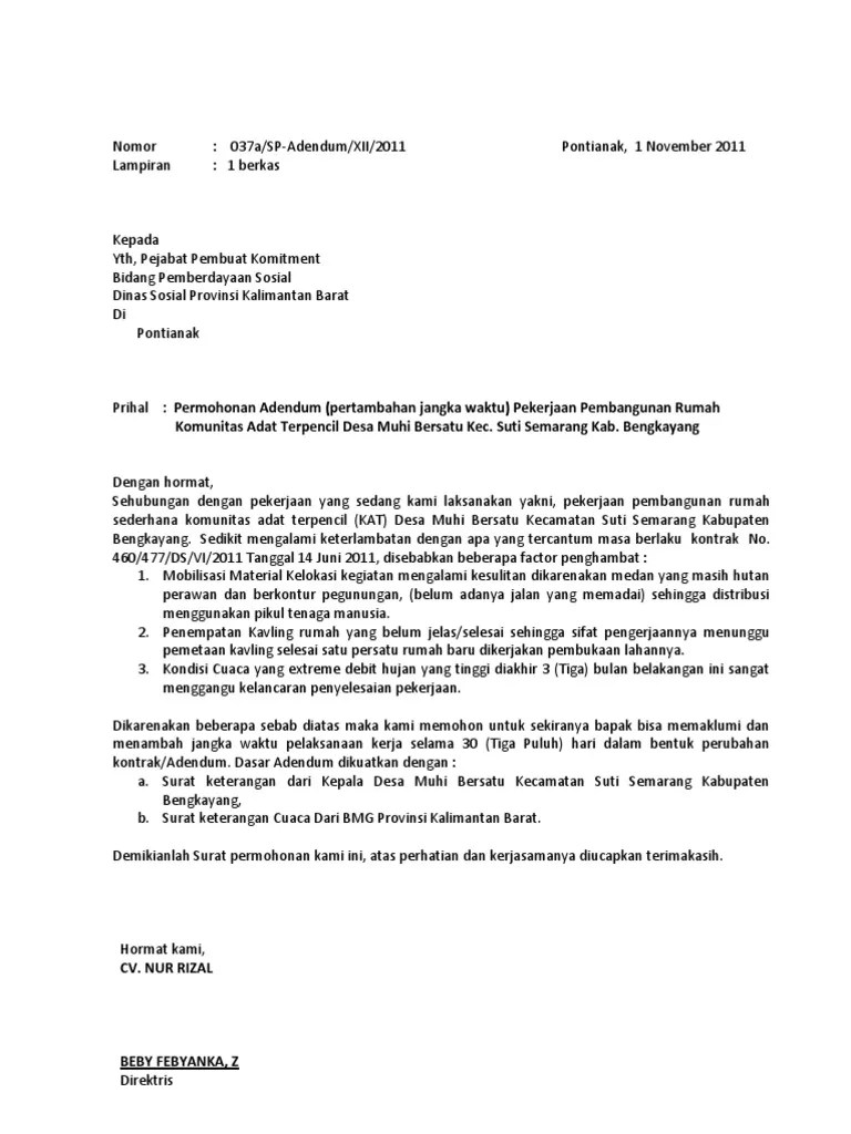 Download Contoh Surat Addendum 