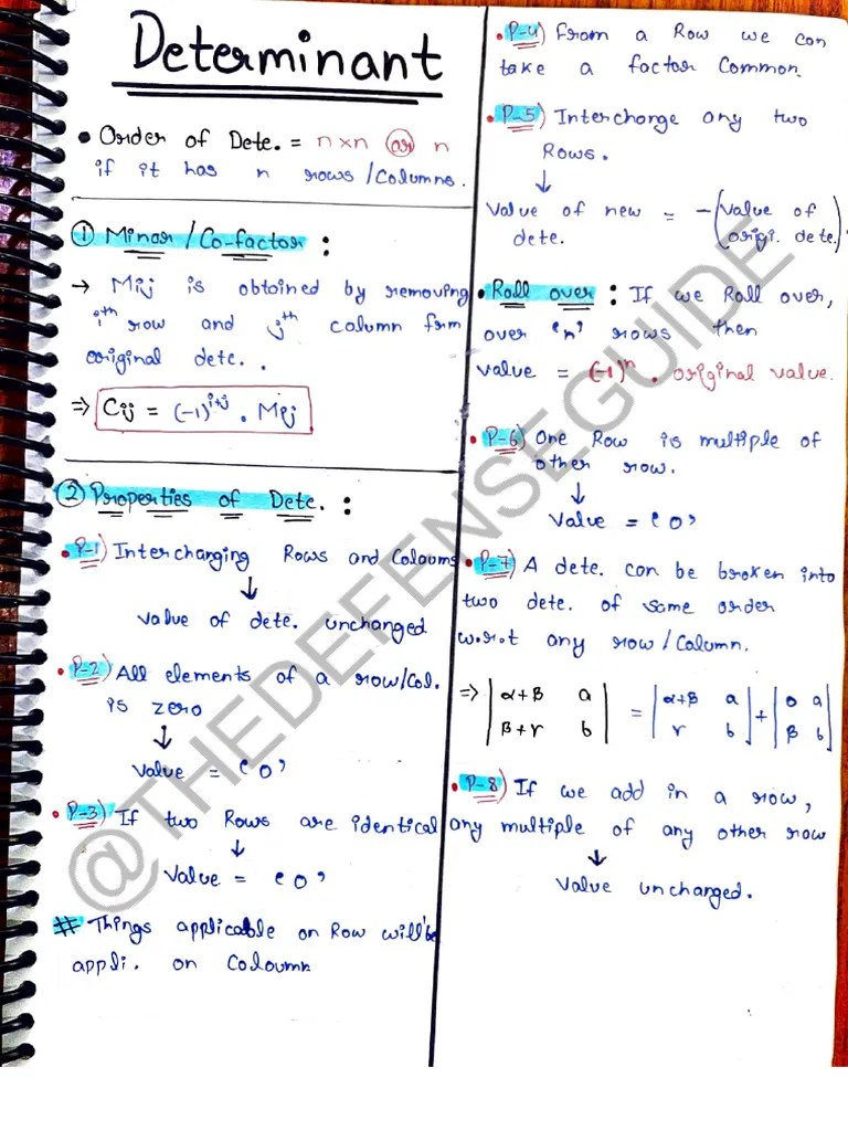Determinants Formula Sheet Thedefenseguide Pdf