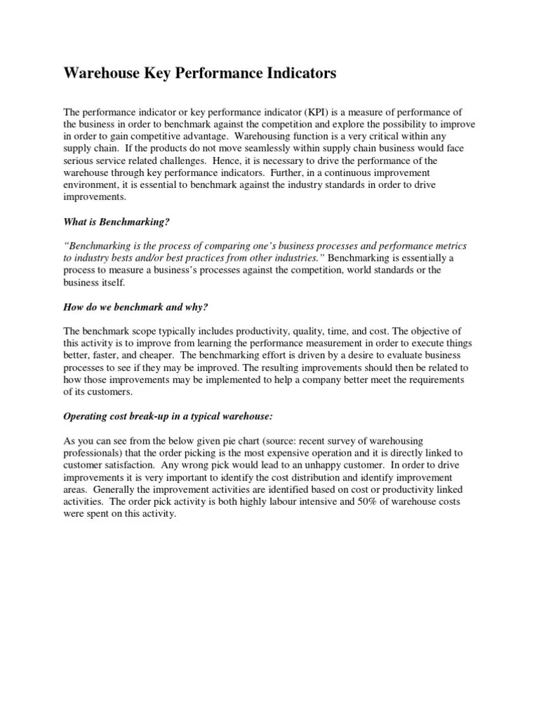 Key Performance Indicators (KPIs) - Warehousing | PDF | Warehouse | Benchmarking