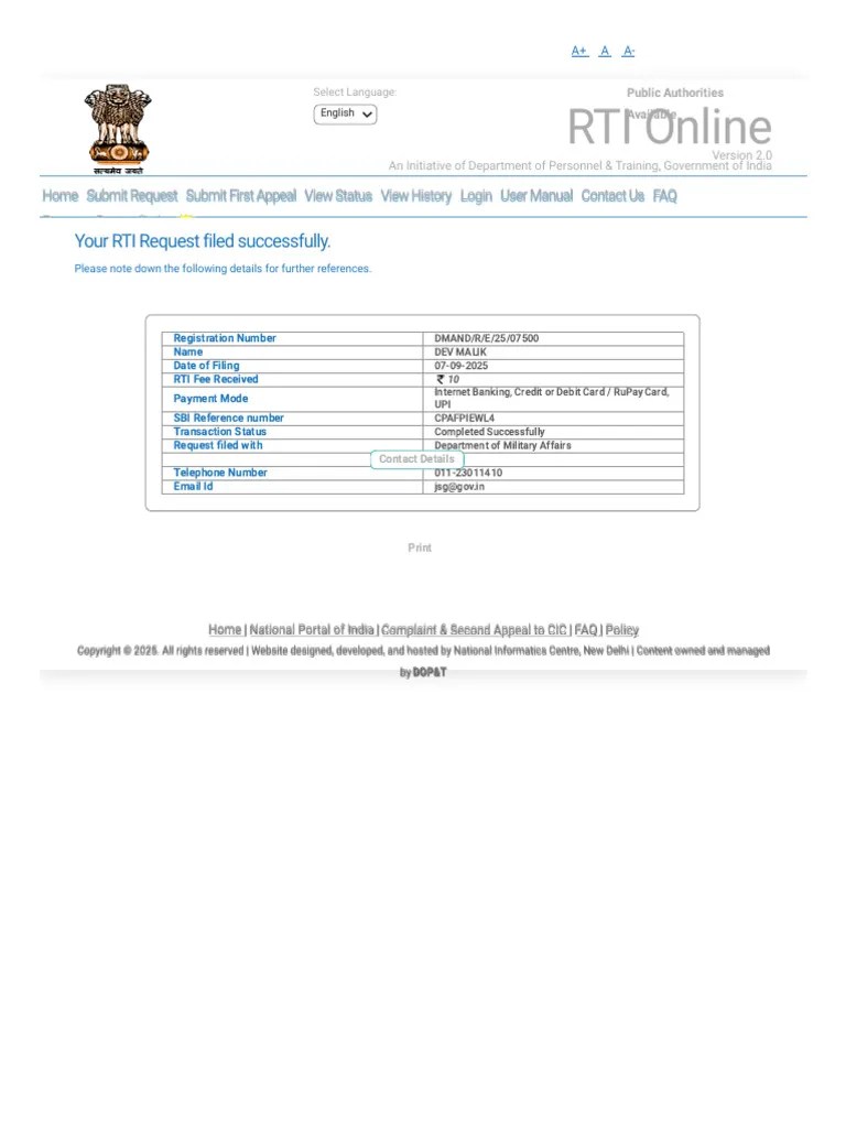 RTI Online __ Online RTI Information System | PDF | Service Industries ...